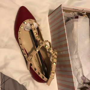 Wild Diva Pippa studded flat with ankle strap